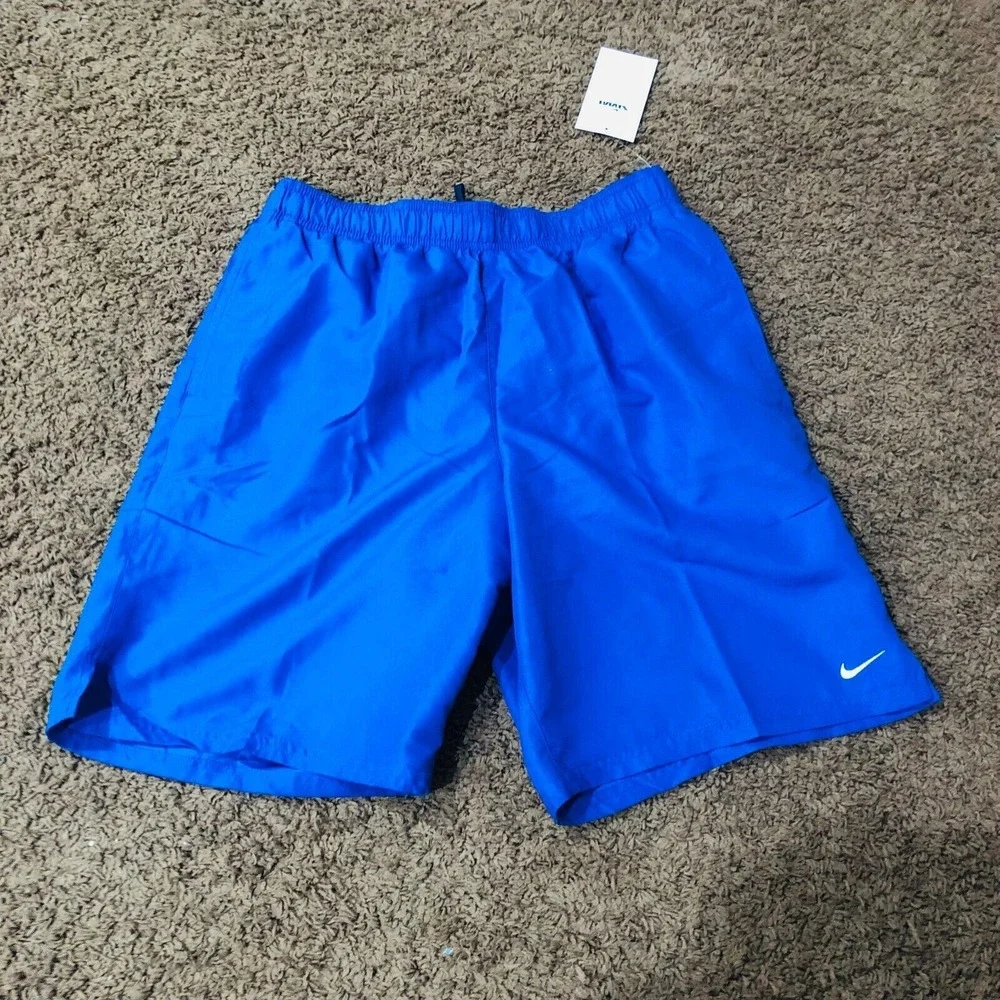 Nike Mens Core Solid‎ Volley Shorts Blue Swim Trunks NESSA558 Size Medium NWT